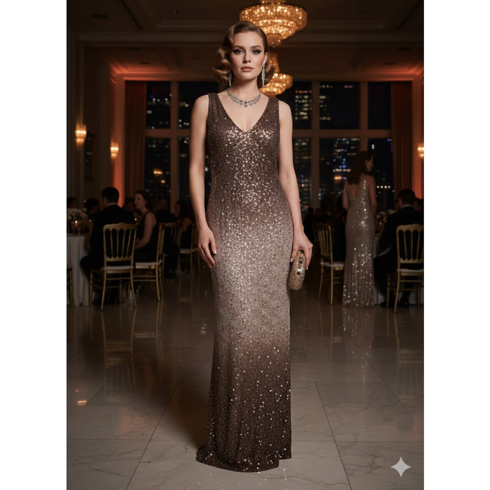 Onyx Nite Ombre Lace Sequin Gown Size 12 Formal Evening Dress